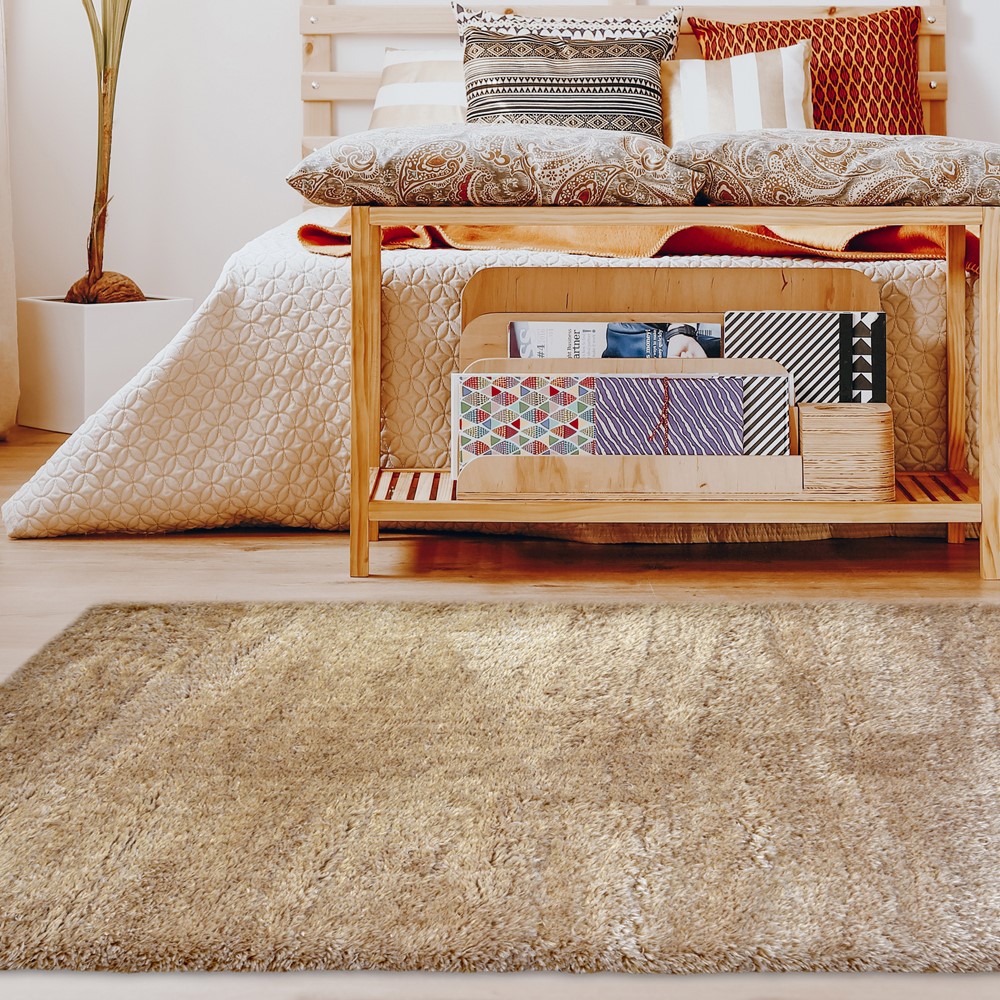 Lagom Modern Plain Shaggy Rugs in Light Natural